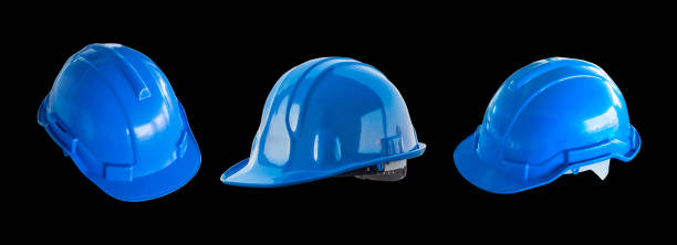 istock The blue safety helmet isolated on black background 1148355162