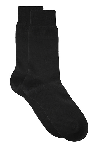 pair of black socks on isolated white background
