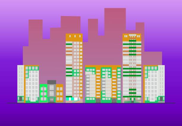 istock Vector illustration street of town on blue backgtround 1148364396