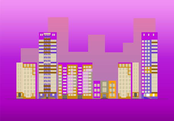 istock Vector illustration street of town on blue backgtround 1148364398