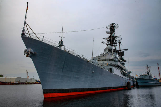 Discarded German warship in the harbour