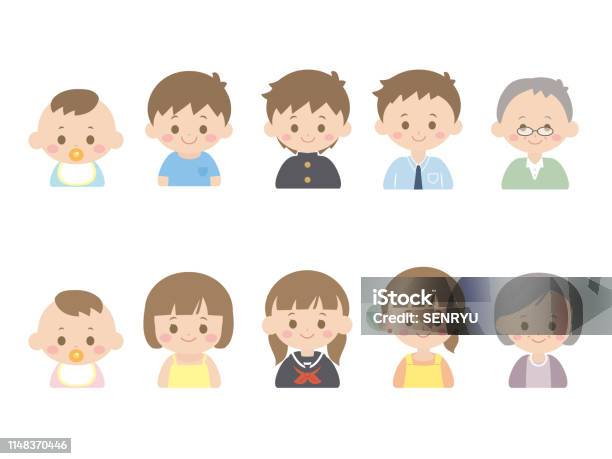 Human Growth1 Stock Illustration - Download Image Now - Family, Girls, Baby - Human Age