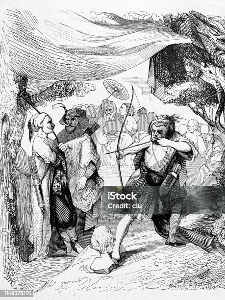 Man Aiming With Bow And Arrow Stock Illustration - Download Image Now - African Ethnicity, Fantasy, 19th Century