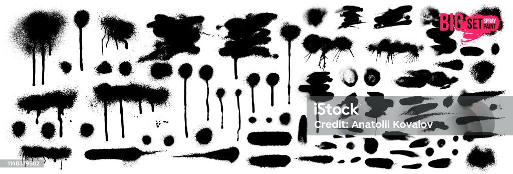 Mega Set of spray paint banner. Spray paint abstract lines & drips. Vector illustration. Isolated on white background. Spray Paint stock vector