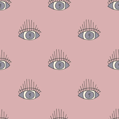 Cute shabby  seamless pink background with eyes pattern . Seamless  design
for fabric, cover, banner, interior, children's clothing, print for packaging cosmetics, gift packaging