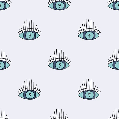 Cute shabby  seamless white background with eyes pattern . Seamless  design
for fabric, cover, banner, interior, children's clothing, print for packaging cosmetics, gift packaging