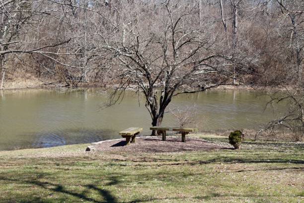 istock Flat Wood Bench on the Shore 1148380667