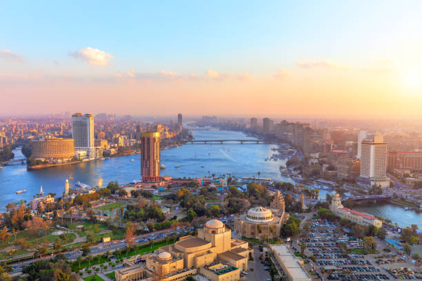 istock Aerial view on Cairo at sunset, panorama from the Tower 1148380680
