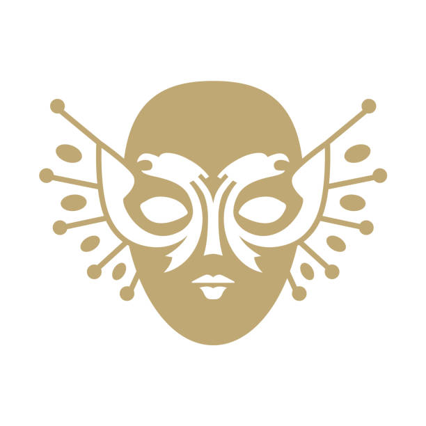 러시아 국립 극장 상 및 황금 마스크 축제의 그림. - venice italy mask harlequin venice carnival stock illustrations