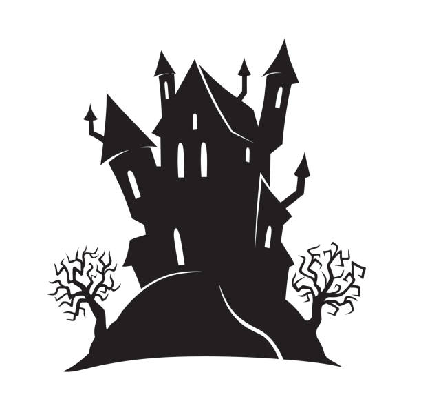 halloween kreskówka czarownica dom - haunted house stock illustrations