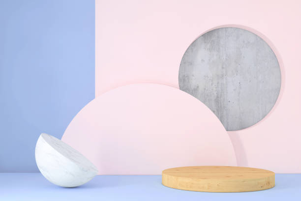 istock Abstract geometric stage like setup, with vivid colors. Copy space background 1148389787