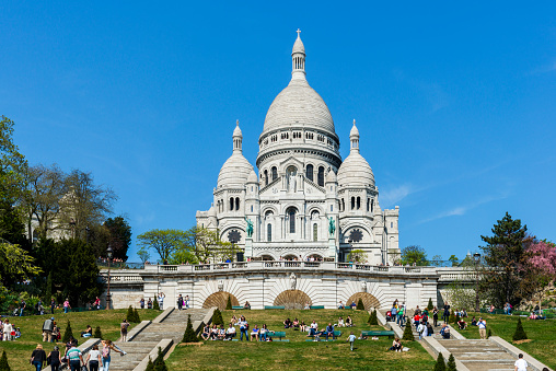 Paris, France - September 10, 2023 : Basilica of the Sacred Heart in Montmartre in Paris, France