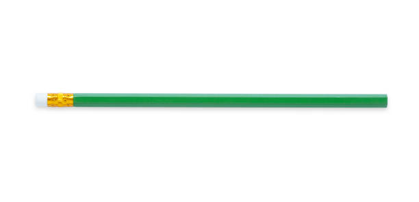 istock Green pencil with shadow isolated on white background 1148397990