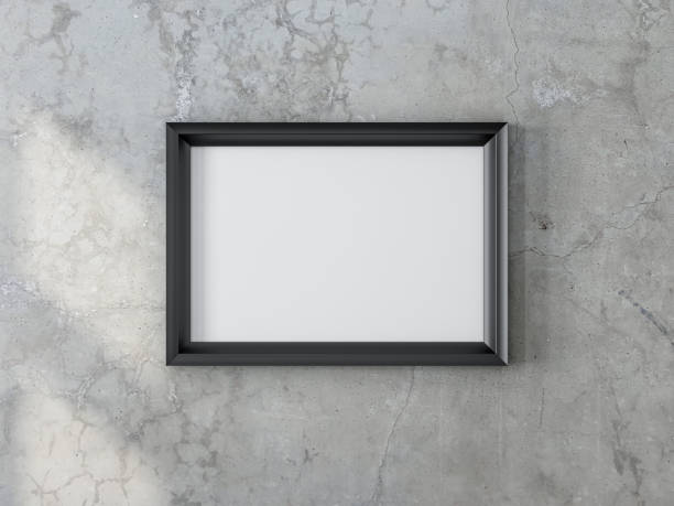 istock Black horizontal Frame Mockup hanging on the concrete wall 1148402801