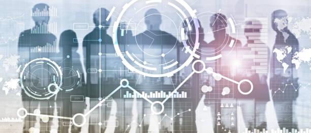 istock Business interface mixed media double exposure financial chart graph diagram and icon on virtual screen. Innovation concept. 1148407636