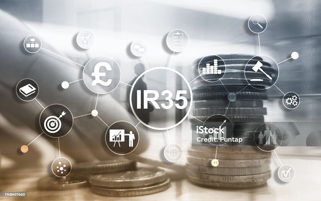 IR35 finance concept. United Kingdom tax law, tax avoidance. Adult Stock Photo
