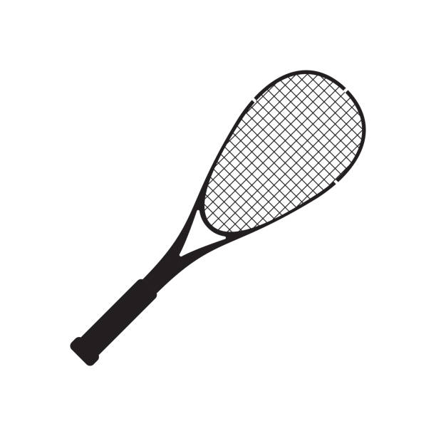 벡터 스쿼시 라켓 스포츠 실루엣 블랙 아이콘 - squash racket stock illustrations