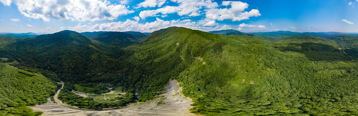 Aerial view from drone of South Caucasus Mountain Panorama