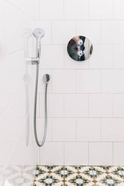 istock Chrome clean shower head in the bathroom 1148409684