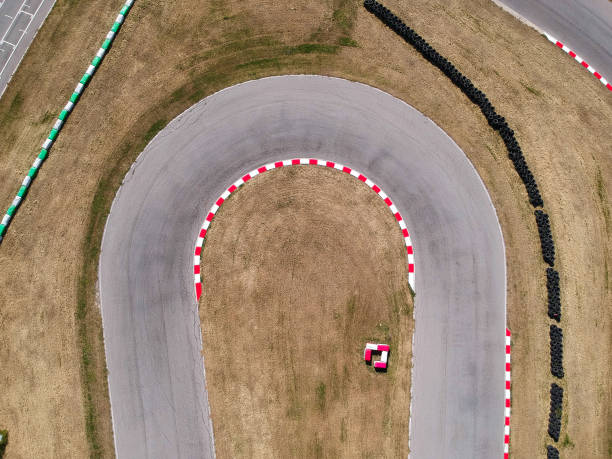 istock Curves on karting race track, aerial view background. 1148410890