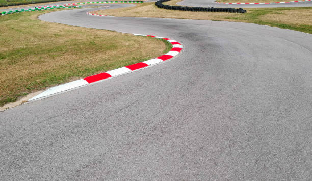 istock Curves on karting race track, aerial view background. 1148410918