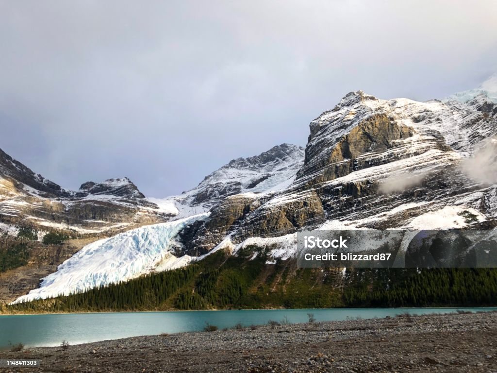 Robson glacier View on the Mount Robson glacier, part of Robson Provincial park in British Columbia, Canada. Beauty Stock Photo