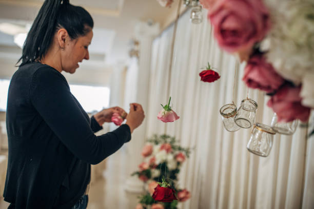 istock Woman making wedding decoration 1148412121