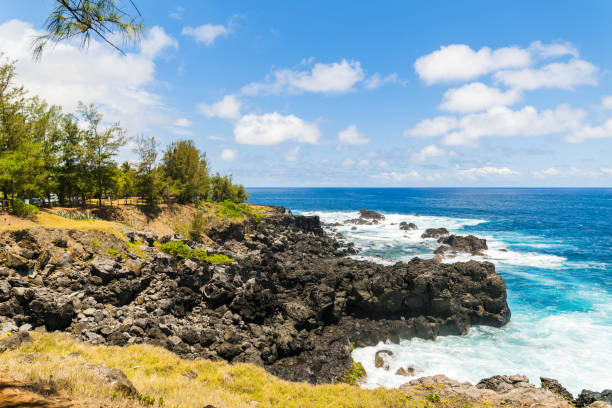 manapany les bains beach on réunion island, mascarene islands, french overseas territory, france.