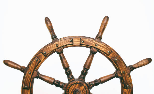 istock Steering hand wheel ship on white background 1148416758