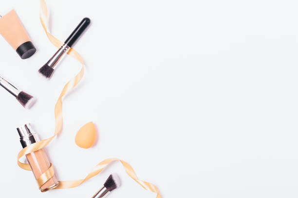 istock Flat lay frame of beauty products and accessories 1148418440