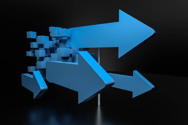 3d rendering, 3d model of arrow, the concept of development and direction. Computer digital image.