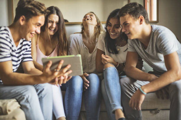istock Group of friends together at home 1148421048