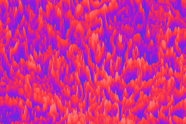 Optical Illusion Abstract. Icicles - Mountains, Stalactite - Stalagmite. Neon Colorful Bright Coral Orange Purple Blue Ombre Background Optical Illusion Abstract. Icicles - Mountains, Stalactite - Stalagmite. Neon Colorful Background Ombre Bright Coral Orange Purple Blue Violet Texture Multi Colored Silhouette Rock Pattern Computer Graphic Fractal Fine Art sound wave photos stock pictures, royalty-free photos & images