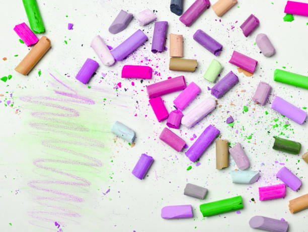 istock Background of set of multi-colored crayons pastel on white, copy space, top view 1148422892