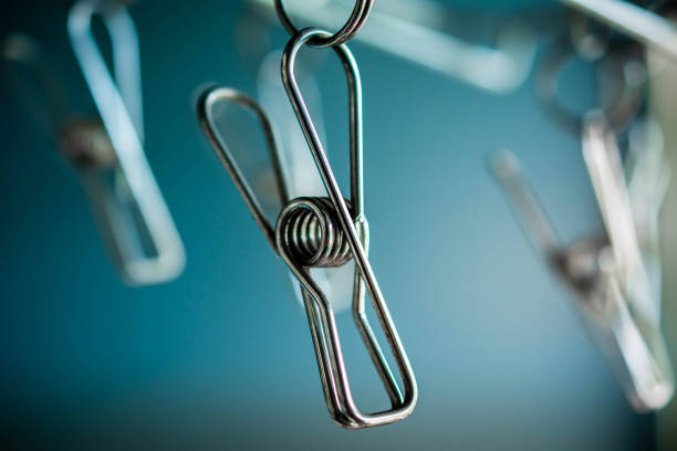 istock Standless Clothes Hanging Clips. Household Equipments. Closeup and Selective Focus 1148423505