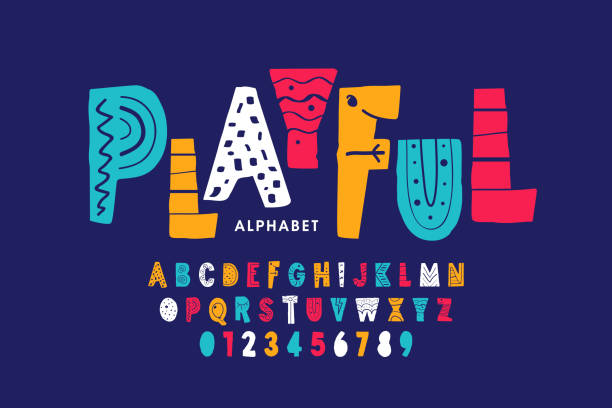 ilustrações de stock, clip art, desenhos animados e ícones de playful style font - alfabeto ilustrações