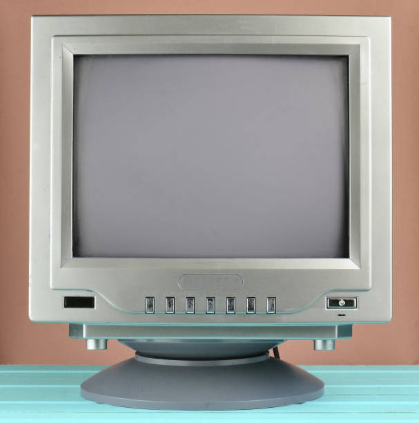 istock Retro TV from 80s close-up on brown background. 1148424073