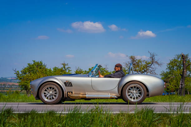 Sielmingen, Germany - May 1, 2019: AC Shelby Cobra 427 oldtimer car at the 15. Sielminger Oldtimerfest event.