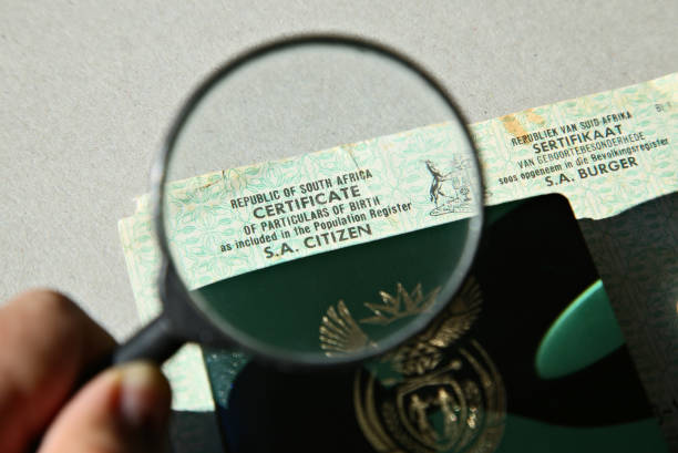 istock A South African birth certificate and Identity document. Home affairs concept image. 1148426791