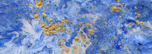 istock Abstract marbleized effect background. Blue creative colors. beautiful paint with the addition of gold. banner 1148429483