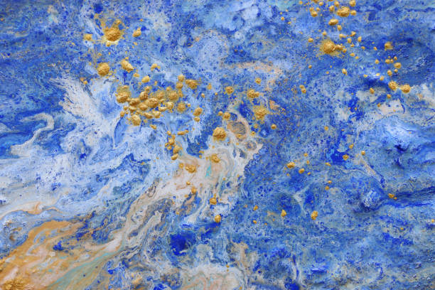 istock Abstract marbleized effect background. Blue creative colors. Beautiful paint with the addition of gold 1148429514