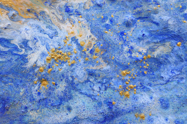 istock Abstract marbleized effect background. Blue creative colors. Beautiful paint with the addition of gold 1148429517