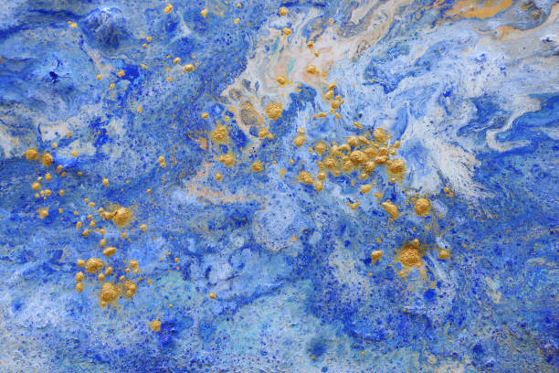 istock Abstract marbleized effect background. Blue creative colors. Beautiful paint with the addition of gold 1148429519