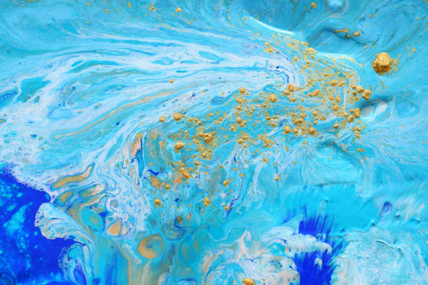 istock Abstract marbleized effect background. Blue creative colors. Beautiful paint with the addition of gold 1148429530