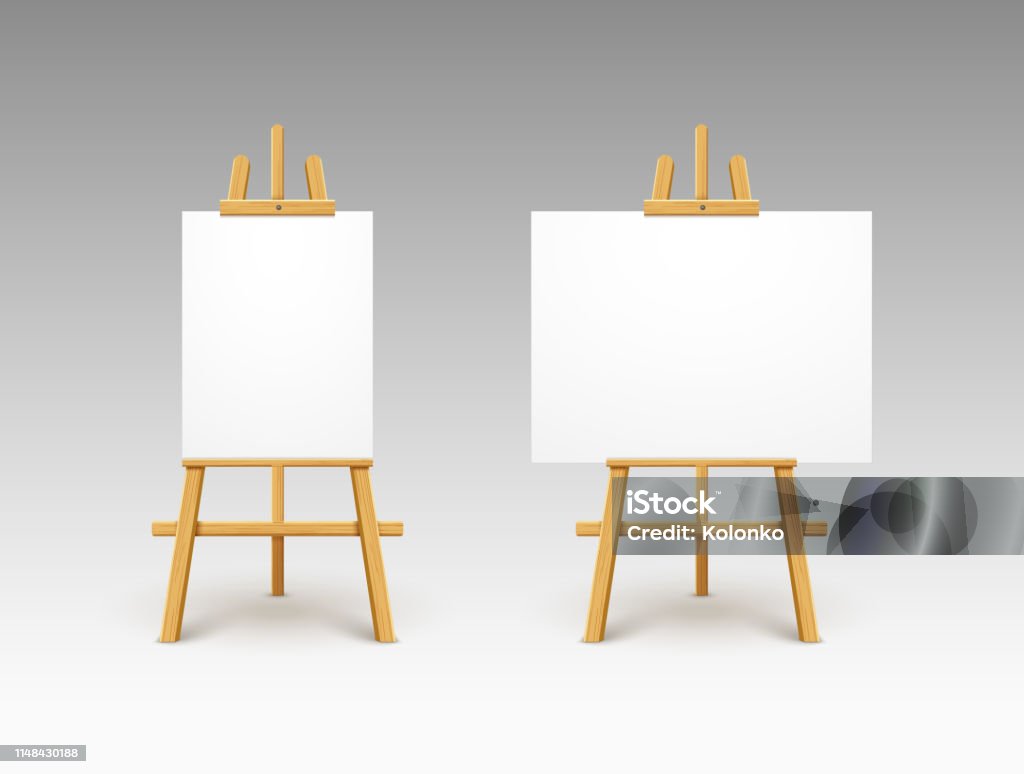 Easel Canvas Stand Vector Board Isolated Wooden Easel Art Painting