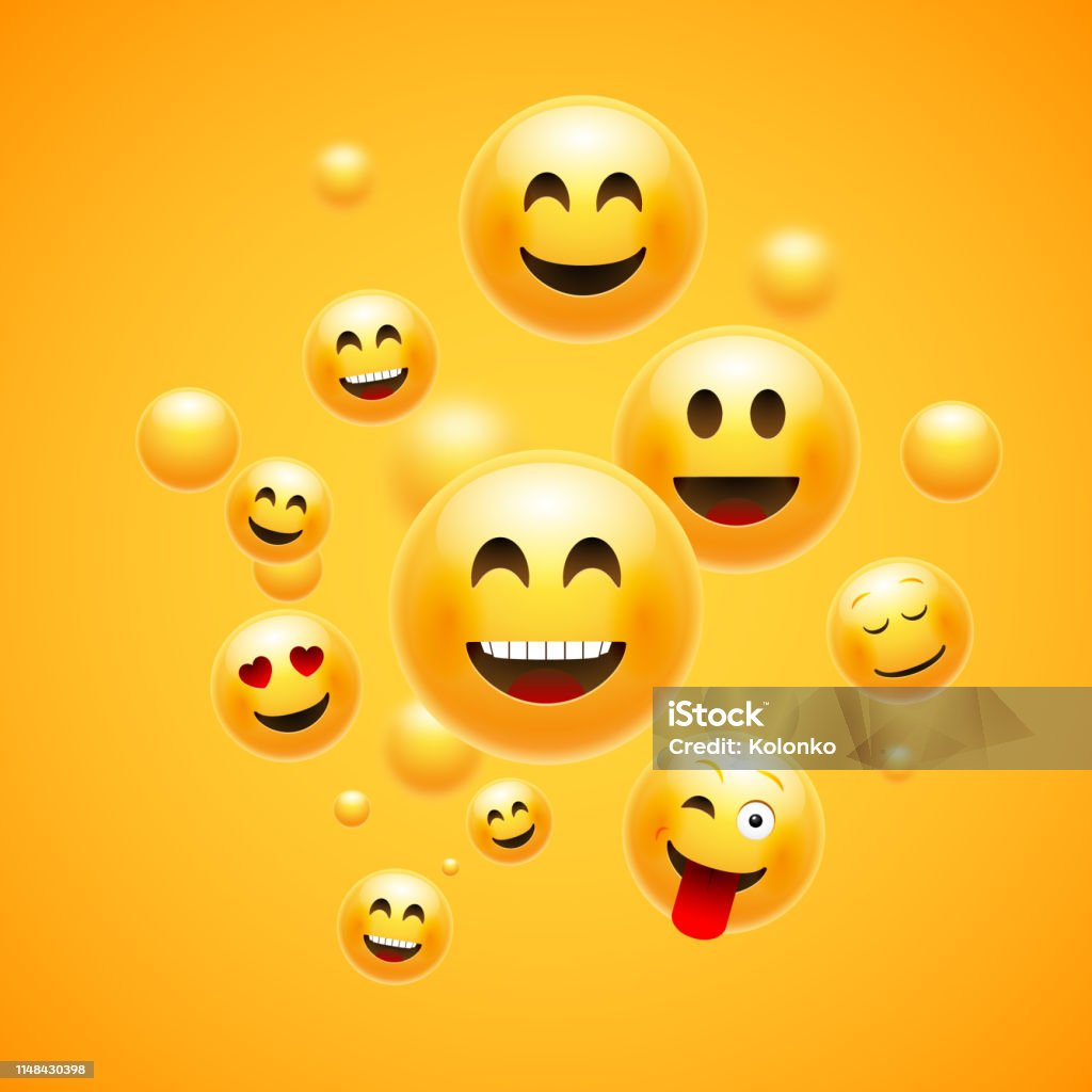Emoji 3d Emoticon Background Cartoon Face Group Smiley Happy Friendship  Emoji Funny Design Concept Stock Illustration - Download Image Now - iStock