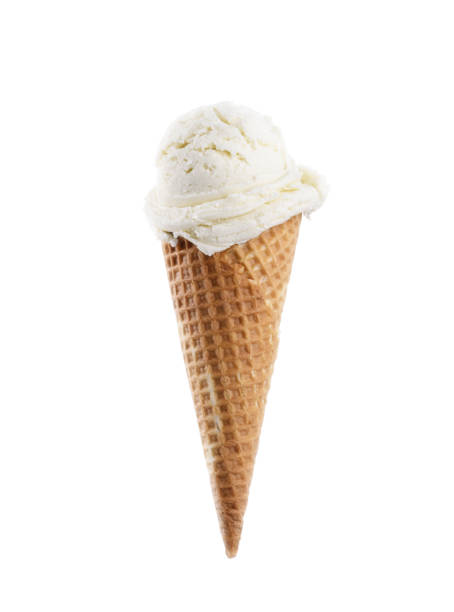istock Vanilla ice cream scoop with cone isolated on white background 1148430706