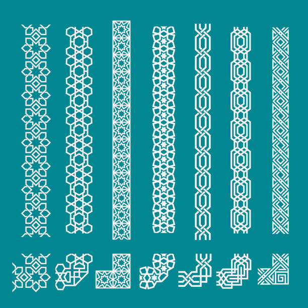 ilustrações de stock, clip art, desenhos animados e ícones de islamic seamless border ornament set for decoration - moroccan culture