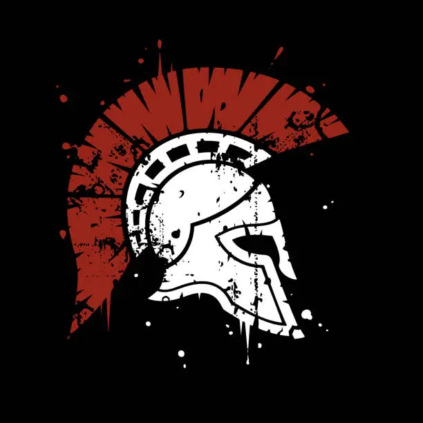 Vector illustration of spartan helmet grunge