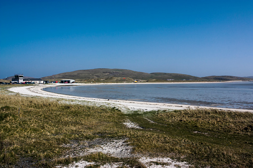The beach used as an airport in Barra, in the Outer Hebrides of Scotland.